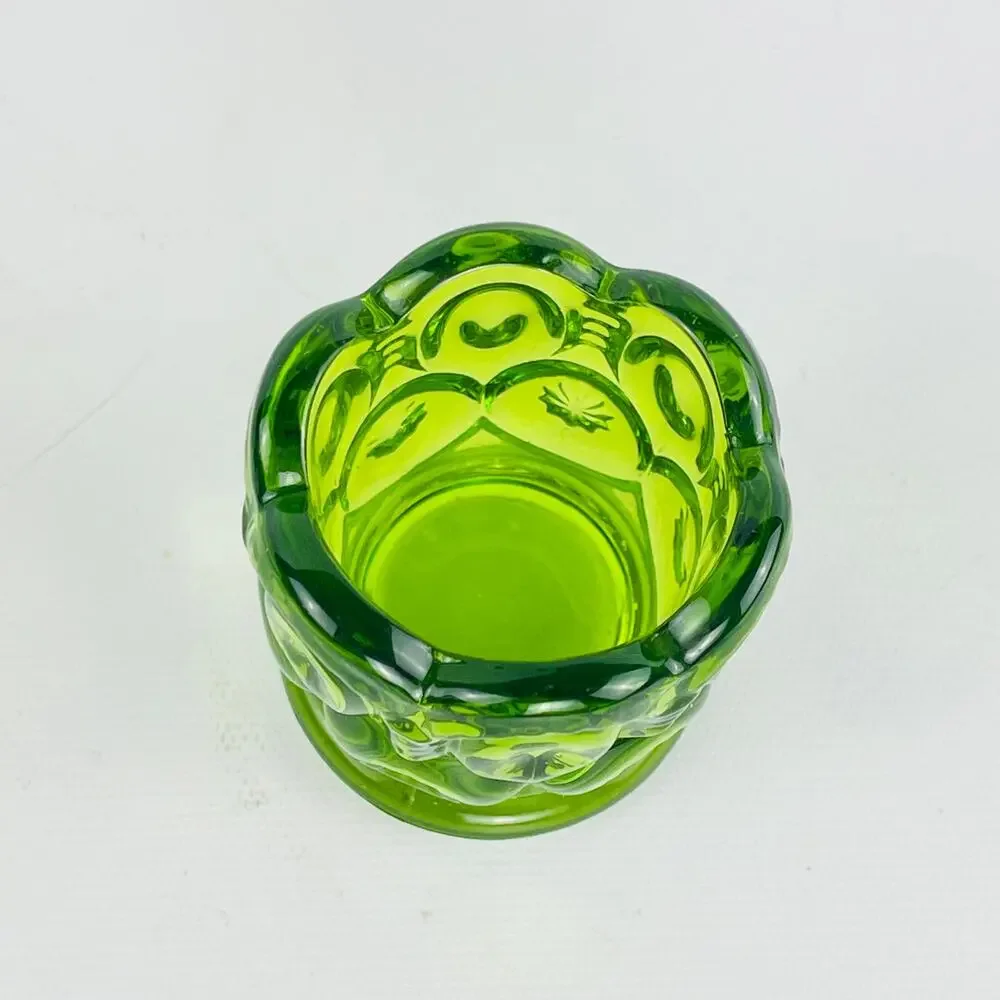 Vintage L.E. Smith Glass Green Moon & Stars Toothpick Holder / Votive - Picture 3 of 4